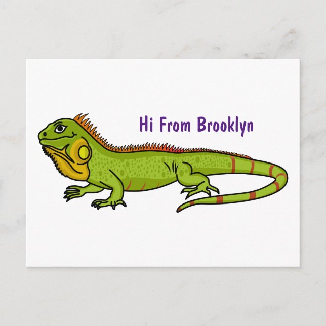 Happy Green iguana Cartoon Illustration Postkarte (Vorderseite)