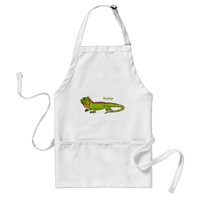 Happy Green iguana Cartoon Illustration Schürze (Vorne)