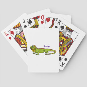 Happy Green iguana Cartoon Illustration Spielkarten