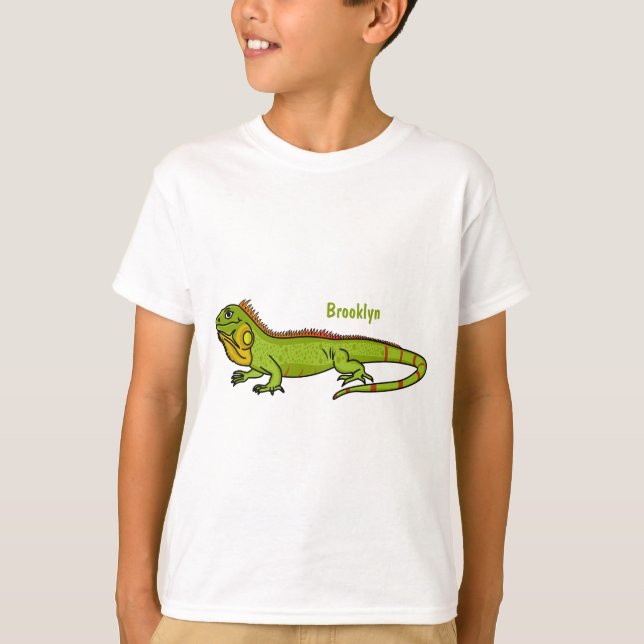Happy Green iguana Cartoon Illustration T-Shirt (Vorderseite)