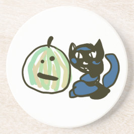 Happy Green Jack o Lantern Black Cat Getränkeuntersetzer