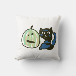 Happy Green Jack o Lantern Black Cat Kissen