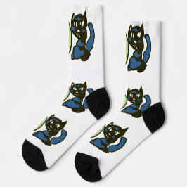 Happy Green Jack o Lantern Black Cat Socken