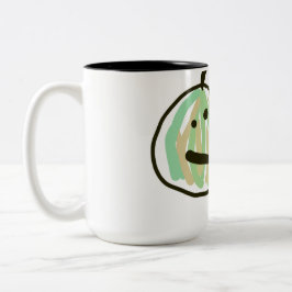Happy Green Jack o Lantern Black Cat Zweifarbige Tasse
