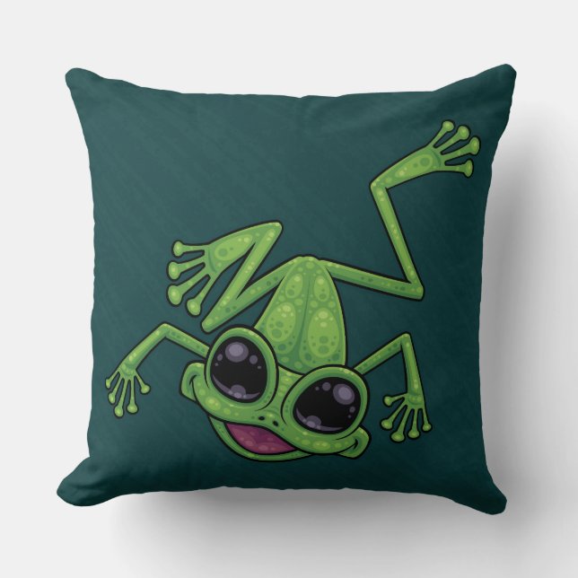 Happy Green Tree Frog Kissen (Vorderseite)