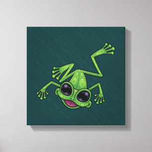 Happy Green Tree Frog Leinwanddruck
