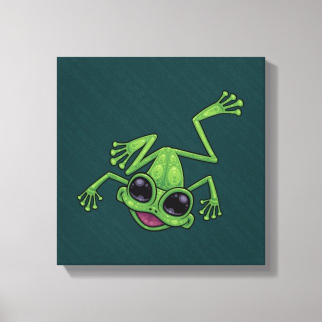 Happy Green Tree Frog Leinwanddruck (Vorderseite)
