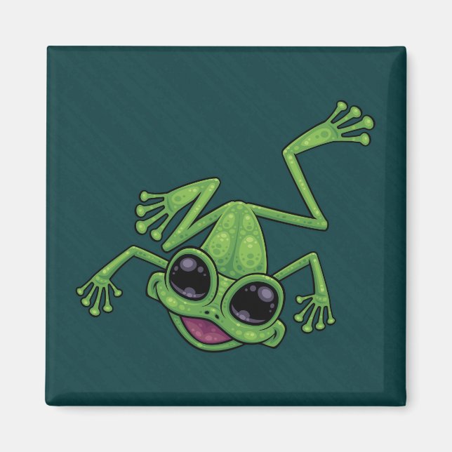 Happy Green Tree Frog Magnet (Vorne)