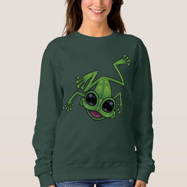 Happy Green Tree Frog Sweatshirt (Vorderseite)