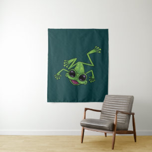 Happy Green Tree Frog Wandteppich