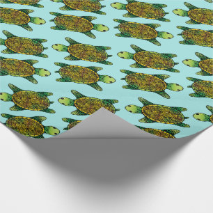 Happy Green Watercolor Tinte Gezeichnet Schildkröt Geschenkpapier