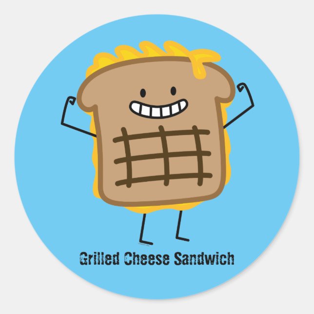 Happy Grilled Cheese Sandwich Runder Aufkleber (Vorderseite)