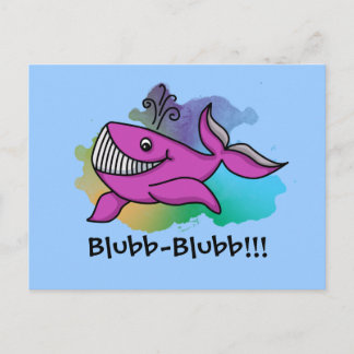 Happy Grinning Whale Postkarte