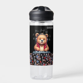 Happy Grizzly Bear, Lächelnder DJ, Music Jungle Trinkflasche