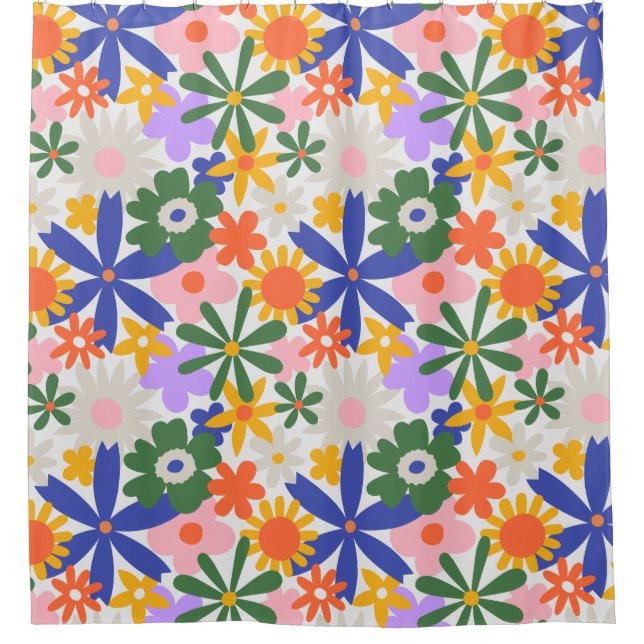 Happy Gross Primary Color Blume Explosion Duschvorhang (Vorderseite)