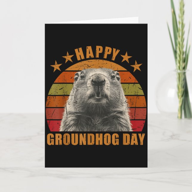 Happy Groundhog Day 2025 Decorations Humorous Retr Karte (Vorderseite)
