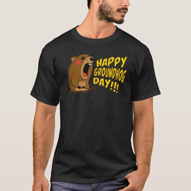Happy Groundhog Day 2. Februar, Niedlich Groundhog T-Shirt (Vorderseite)