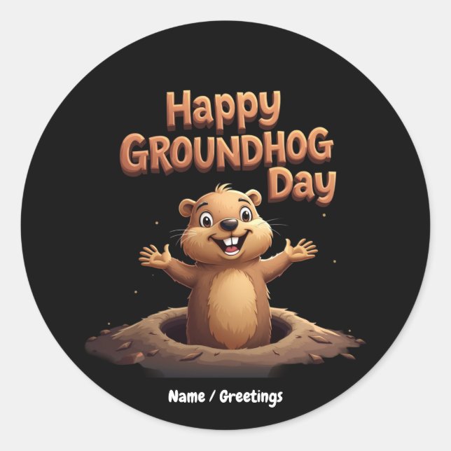 Happy Groundhog Day Celebrate mit Spaß, Spaß Runder Aufkleber (Vorderseite)