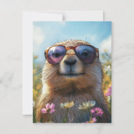 Happy Groundhog Day Cute Colorful Woodchuck Feiertagskarte
