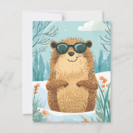 Happy Groundhog Day Cute Colorful Woodchuck Feiertagskarte
