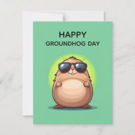Happy Groundhog Day Cute Colorful Woodchuck Feiertagskarte