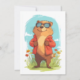 Happy Groundhog Day Cute Colorful Woodchuck Feiertagskarte