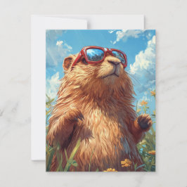 Happy Groundhog Day Cute Colorful Woodchuck Feiertagskarte
