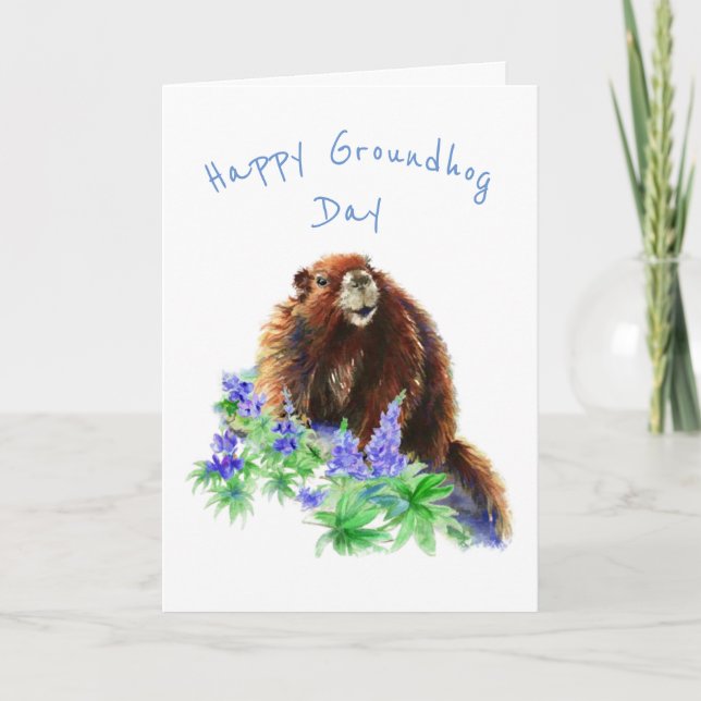 Happy Groundhog Day Fun Spring Animal Water Farbe Karte (Vorderseite)