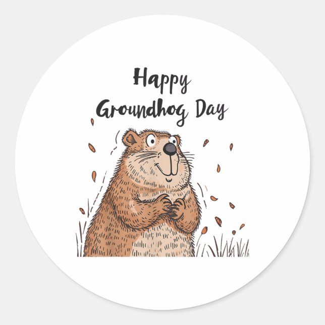 Happy Groundhog Day Funny Groundhog Holiday Men Wo Runder Aufkleber (Vorderseite)