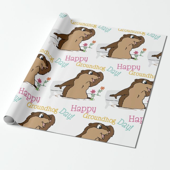Happy Groundhog Day Geschenkpapier (Ungerollt)