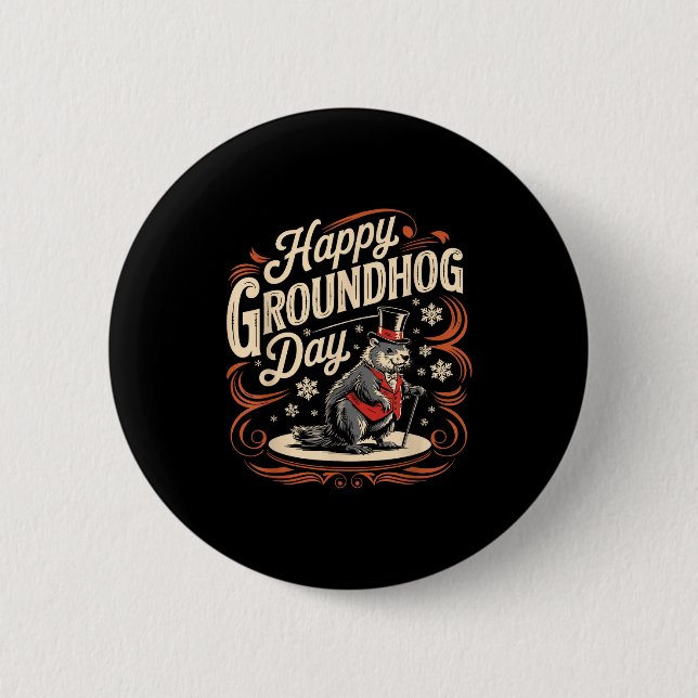 Happy Groundhog Day Ground Hog Animal Costume Men  Button (Vorderseite)