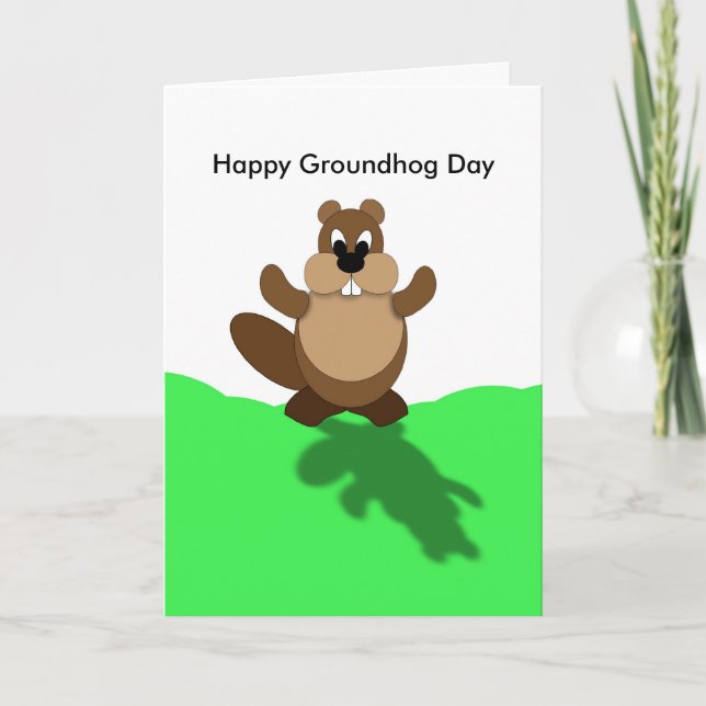 Happy Groundhog Day, Groundhog Arms Up Karte (Vorderseite)