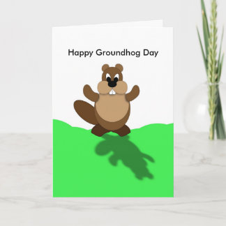 Happy Groundhog Day, Groundhog Arms Up Karte