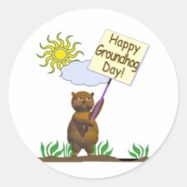 Happy Groundhog Day Groundhog Runder Aufkleber