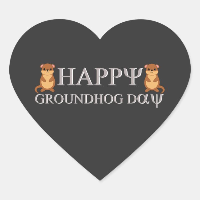 Happy Groundhog Day Herz-Aufkleber (Vorderseite)