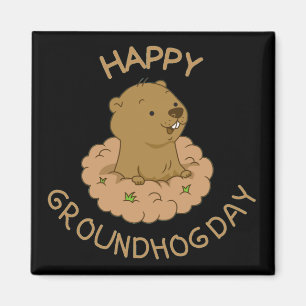 Happy Groundhog Day Magnet