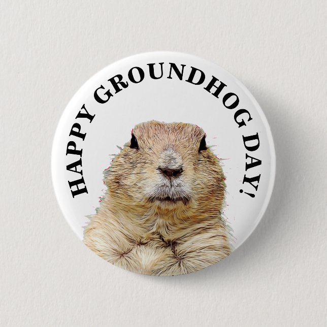 Happy Groundhog Day Niedlich Holiday Button (Vorderseite)