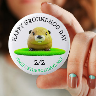 Happy Groundhog Day Niedlich Holiday Button