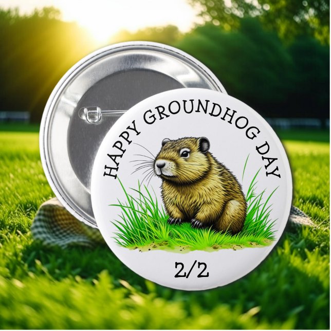 Happy Groundhog Day Niedlich Holiday Button (Von Creator hochgeladen)