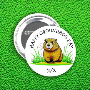 Happy Groundhog Day Niedlich Holiday Button