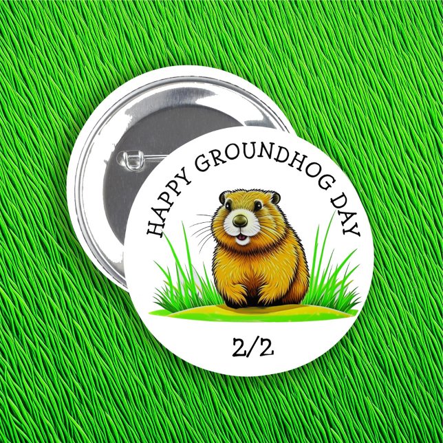 Happy Groundhog Day Niedlich Holiday Button (Von Creator hochgeladen)