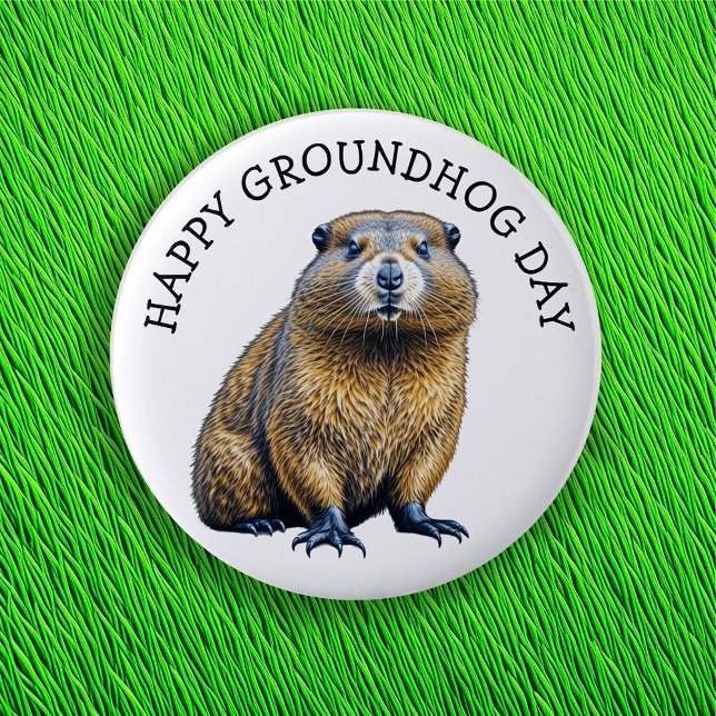 Happy Groundhog Day Niedlich Holiday Button (Von Creator hochgeladen)