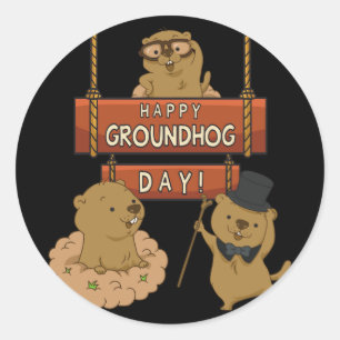 Happy Groundhog Day Runder Aufkleber