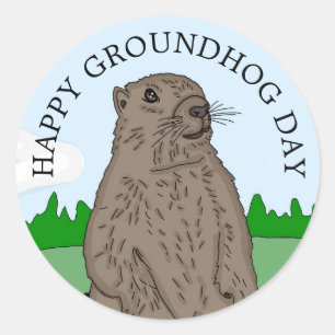 Happy Groundhog Day Runder Aufkleber