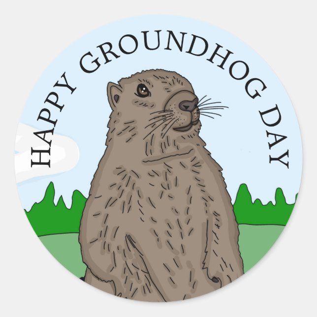 Happy Groundhog Day Runder Aufkleber (Vorderseite)