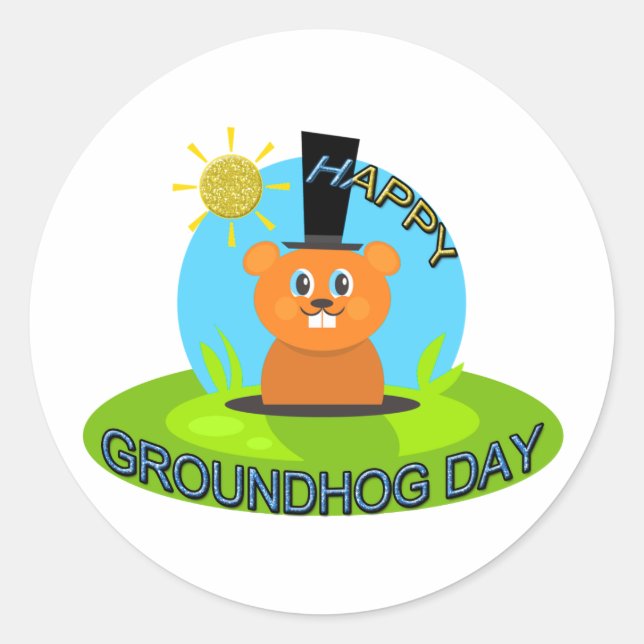 Happy Groundhog Day Sunshine Runder Aufkleber (Vorderseite)