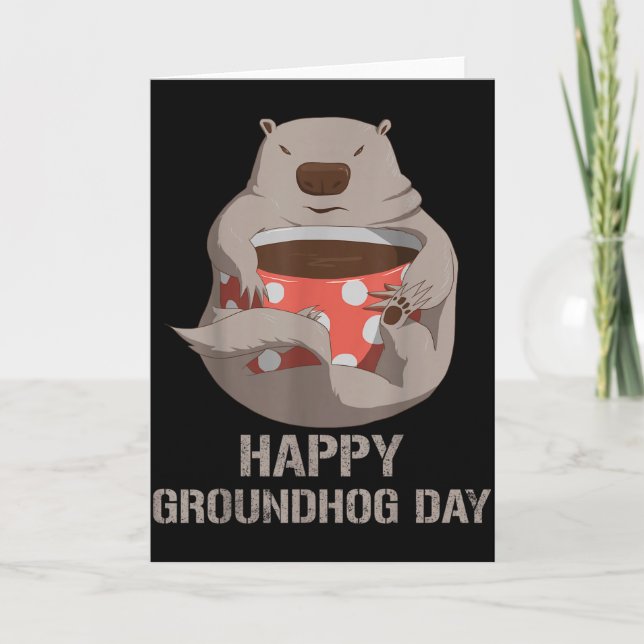 Happy Groundhog Day Tee Funny Coffee Lover Retro M Karte (Vorderseite)