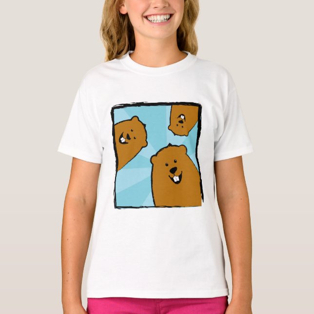 Happy Groundhogs mit Lächeln T - Shirt (Vorderseite)
