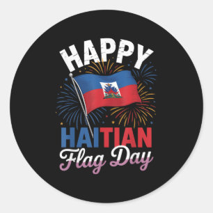 Happy Haitian Flag Day Cool Haiti Flag Map Haitian Runder Aufkleber