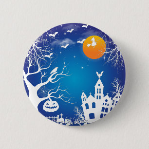 Happy Hal Kürbis Hexen Spuk Haus T-S Button